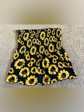 Rue21 Black and Yellow Floral Smocked Tube Top.